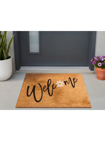 Beliani Fußmatte CALIBATO in Naturfarben/Schwarz/Weiß - (W) 60 x (L) 90 cm