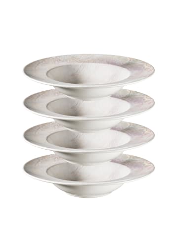 Mäser Pastateller-Set, Steinzeug Aquarellia in Weiß, Lila