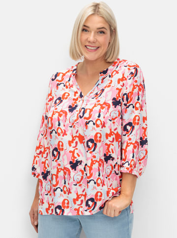 sheego Tunika in tiefblau+pink gemustert