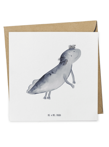 Mr. & Mrs. Panda Grußkarte Axolotl Schwimmen ohne Spruch in Weiß