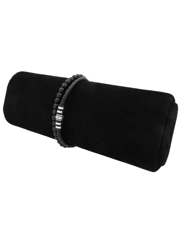 Adeliás Unisex Armband aus Leder mit Onyx 21,5 cm in schwarz