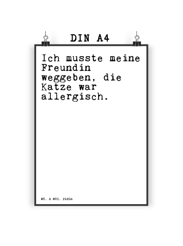 Mr. & Mrs. Panda Poster Ich musste meine Freundin... mit Spruch in Weiß
