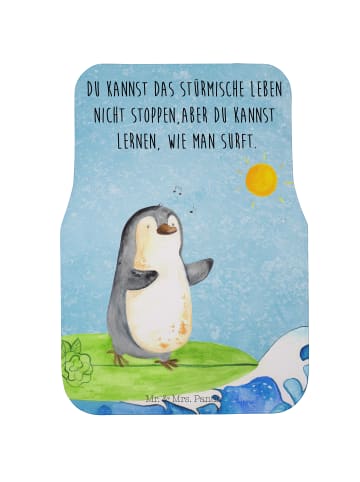 Mr. & Mrs. Panda Fahrer Autofußmatte Pinguin Surfer mit Spruch in Eisblau