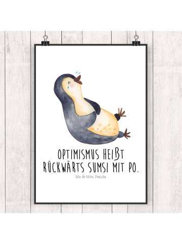 Mr. & Mrs. Panda Bild Pinguin Lachen mit Spruch in Weiß