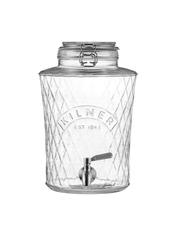 Kilner Getränkespender Diamantmuster mit Edelstahl-Zapfhan, 5 Liter