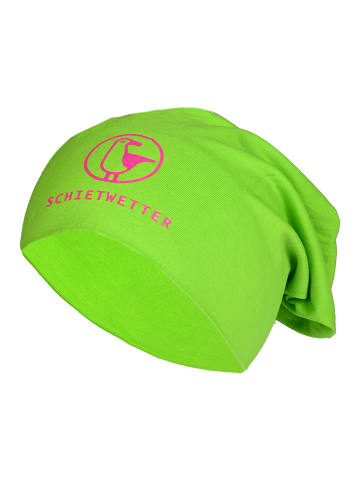 SCHIETWETTER Beanie mit Print Möwe in lime/neon magenta