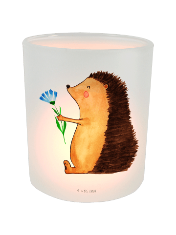 Mr. & Mrs. Panda glas teelichthalter Igel Blumen ohne Spruch in Transparent