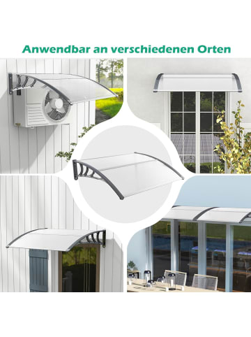 COSTWAY Vordach für Haustür 122x99cm in Silber