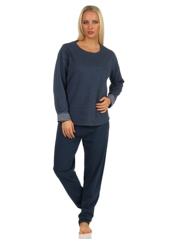 NORMANN Schlafanzug langarm Wende Pyjama in navy