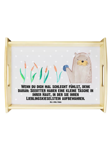 Mr. & Mrs. Panda Servier Tablett Otter Stein mit Spruch in Grau Pastell