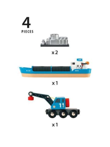 Brio Aktionsspiel BRIO World - Containerschiff mit Kranwagen Ab 3 Jahre in bunt