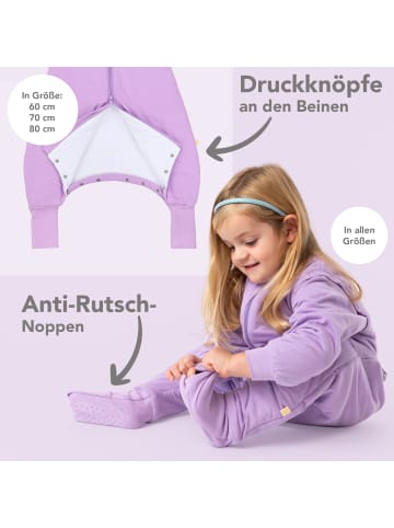 Schlummersack Schlafsack mit Füßen, umklappbaren Bündchen und Ärmeln, 1.0 TOG in Lavendel