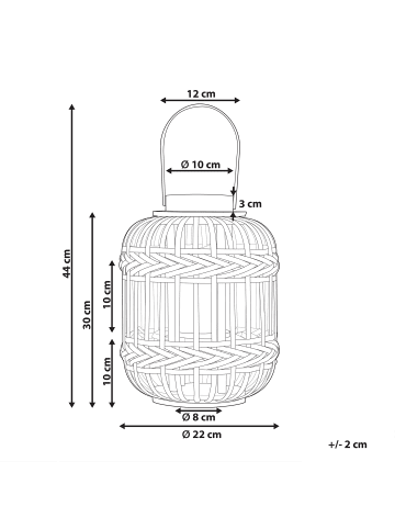 Beliani Laterne BORACAY in Schwarz - (W) 22 x (H) 30 x (L) 22 cm