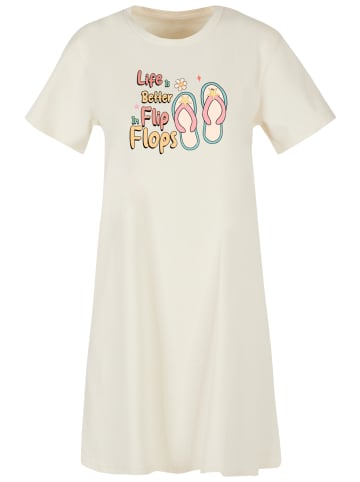 F4NT4STIC T-Shirt Kleid Life Is Better In Flip Flops in Whitesand