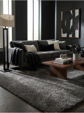 KADIMA DESIGN Hochflor-Teppich Flauschig DIADEM Wohnzimmer Modern Wohnlich in Dunkelgrau