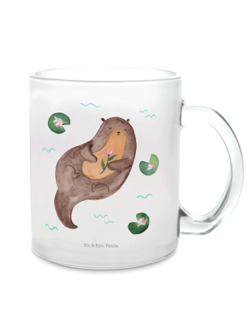 Mr. & Mrs. Panda Glastasse Otter Seerose ohne Spruch in Transparent