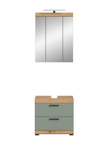 xonox.home Badkombination in Artisan Eiche/Salbei - (B) 60 x (H) 191 x (T) 37