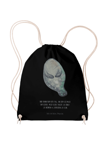 Mr. & Mrs. Panda Jutebeutel Seekuh Happy mit Spruch in Schwarz