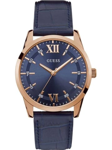 Guess Quarzuhr Theo rosegoldfarben in blau