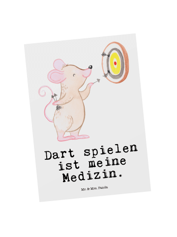 Mr. & Mrs. Panda Ansichtskarte Maus Dart spielen mit Spruch in Weiß