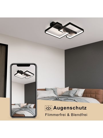 ZMH LED Deckenleuchte in Schwarz Dimmbar 45W L 60CM Modern Schlafzimmerlampe