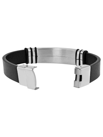 Adeliás Herren Armband aus Leder 21 cm in schwarz