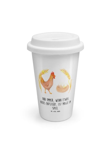 Mr. & Mrs. Panda To Go Becher Huhn Stolz mit Spruch in Weiß