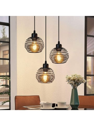 ZMH Pendelleuchte 3-flammige E27 in Schwarz rund Metall