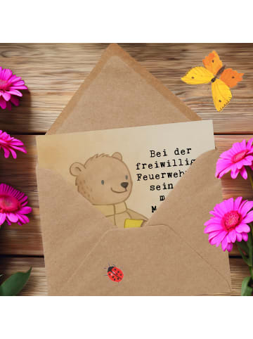 Mr. & Mrs. Panda Klappkarte Bär Freiwillige Feuerwehr Design mit... in Weiß