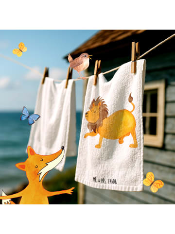 Mr. & Mrs. Panda Gästehandtuch Sternzeichen Löwe ohne Spruch in Weiß