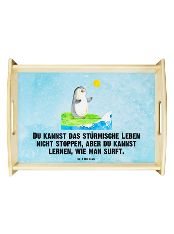 Mr. & Mrs. Panda Tablett Pinguin Surfer mit Spruch in Eisblau
