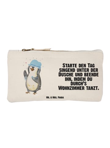 Mr. & Mrs. Panda Schminktasche Pinguin Duschen mit Spruch in Weiß