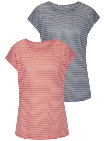 Vivance Kurzarmshirt in apricot, navy