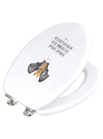 Mr. & Mrs. Panda mdf wc sitz Fledermaus Flügel mit Spruch in Weiß
