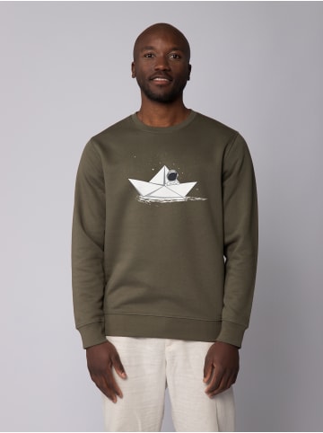 wat? Apparel Sweatshirt Astronaut in paper boat in Khaki