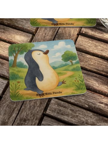 Mr. & Mrs. Panda Bierdeckel Pinguin marschieren Design ohne Spruch in Weiß