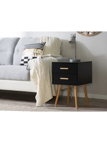 Beliani Nachttisch ALABAMA in Schwarz/Braun - (W) 40 x (H) 62 x (L) 40 cm