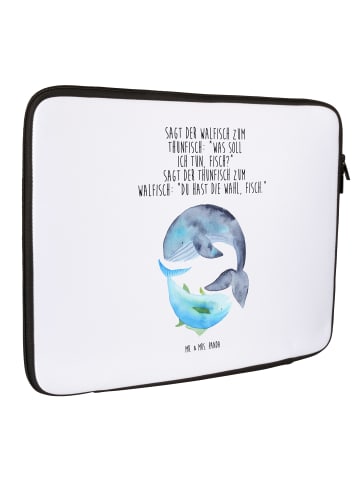 Mr. & Mrs. Panda Notebook Tasche Walfisch Thunfisch mit Spruch in Weiß