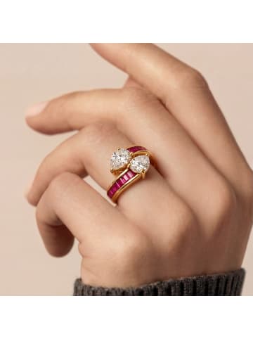 Luxenter Luxenter ring with ruby zirconia and 18-carat yellow gold finish - Darbia