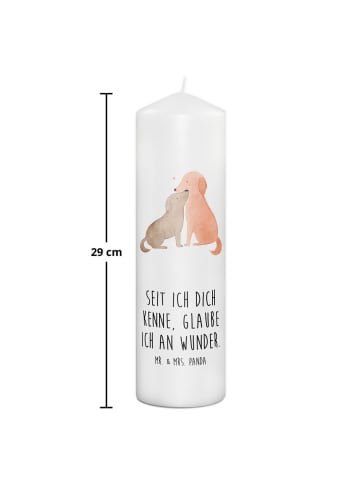 Mr. & Mrs. Panda Kerze Hunde Liebe mit Spruch in Weiß