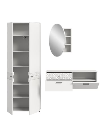 ebuy24 Garderobenmöbel Prisma (3-teilig) Weiß 195 x 34 cm