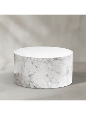 KADIMA DESIGN Couchtisch MONOBLOC 60x60x30 cm Hochglanz mit Marmor Optik in Weiß