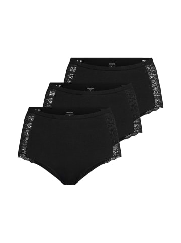 SNOCKS High Waist Hipster Panties mit Spitze 3 Stück in Schwarz