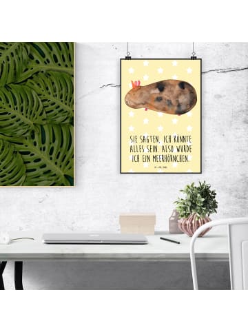 Mr. & Mrs. Panda Poster Einhorn Meerschweinchen mit Spruch in Gelb Pastell