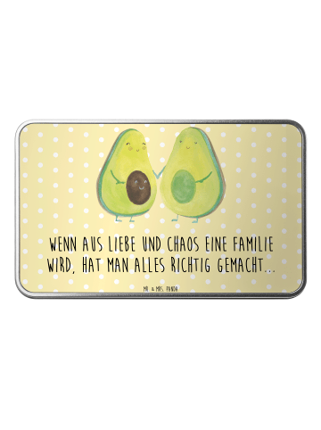 Mr. & Mrs. Panda Aufbewahrungsbox Avocado Pärchen mit Spruch in Gelb Pastell