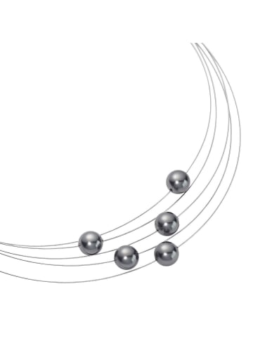 Steel_Art Edelstahlkette mit Perlen Florere silberfarben glanzmatt in silberfarben poliert