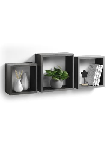 Homea Wandregale, 3er-Set, quadratisch in Anthrazitfarben, (B) 17,5 cm
