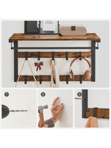 VASAGLE Wandgarderobe in Vintagebraun - (B)65 x (H)42 x (T)30 cm