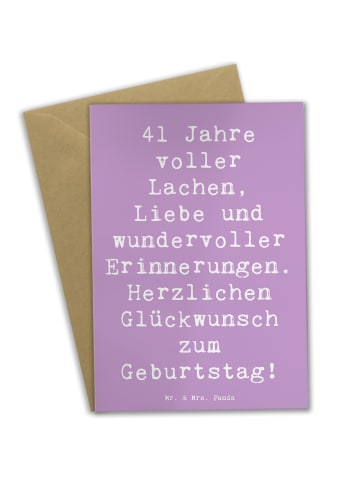 Mr. & Mrs. Panda Grußkarte Spruch 41. Geburtstag Freude mit Spruch in Lavendeltraum