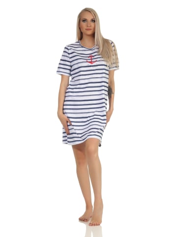 NORMANN maritimim Kurzarm Nachthemd Anker - 62473 in marine